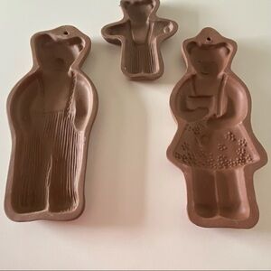 Vintage Hartstone Farmhouse Ceramic Bear Family Cookie Cake Molds Set of…